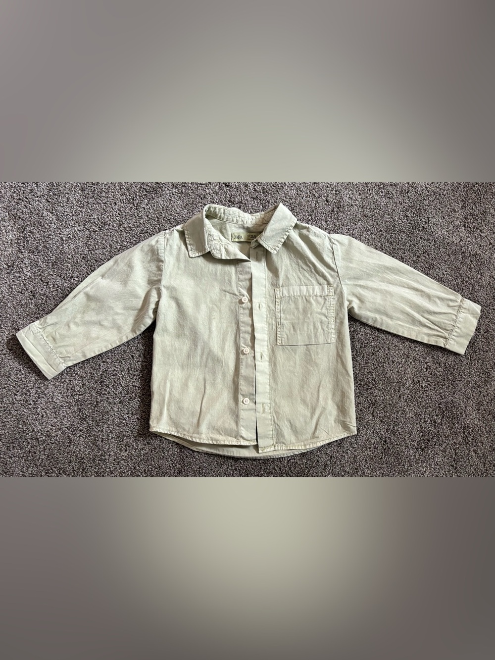 ZARA Kids Light Beige Button-Down Shirt with Chest Pocket